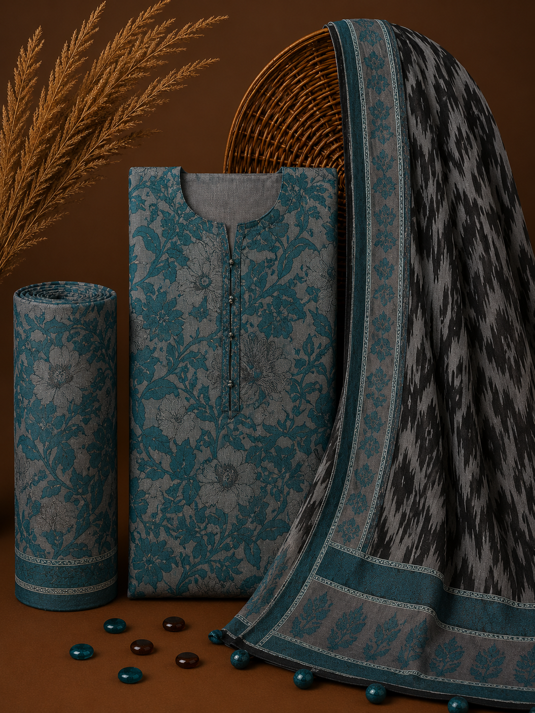 Signature Premium Unstitched 3PC Noble Lawn Suit - T1605