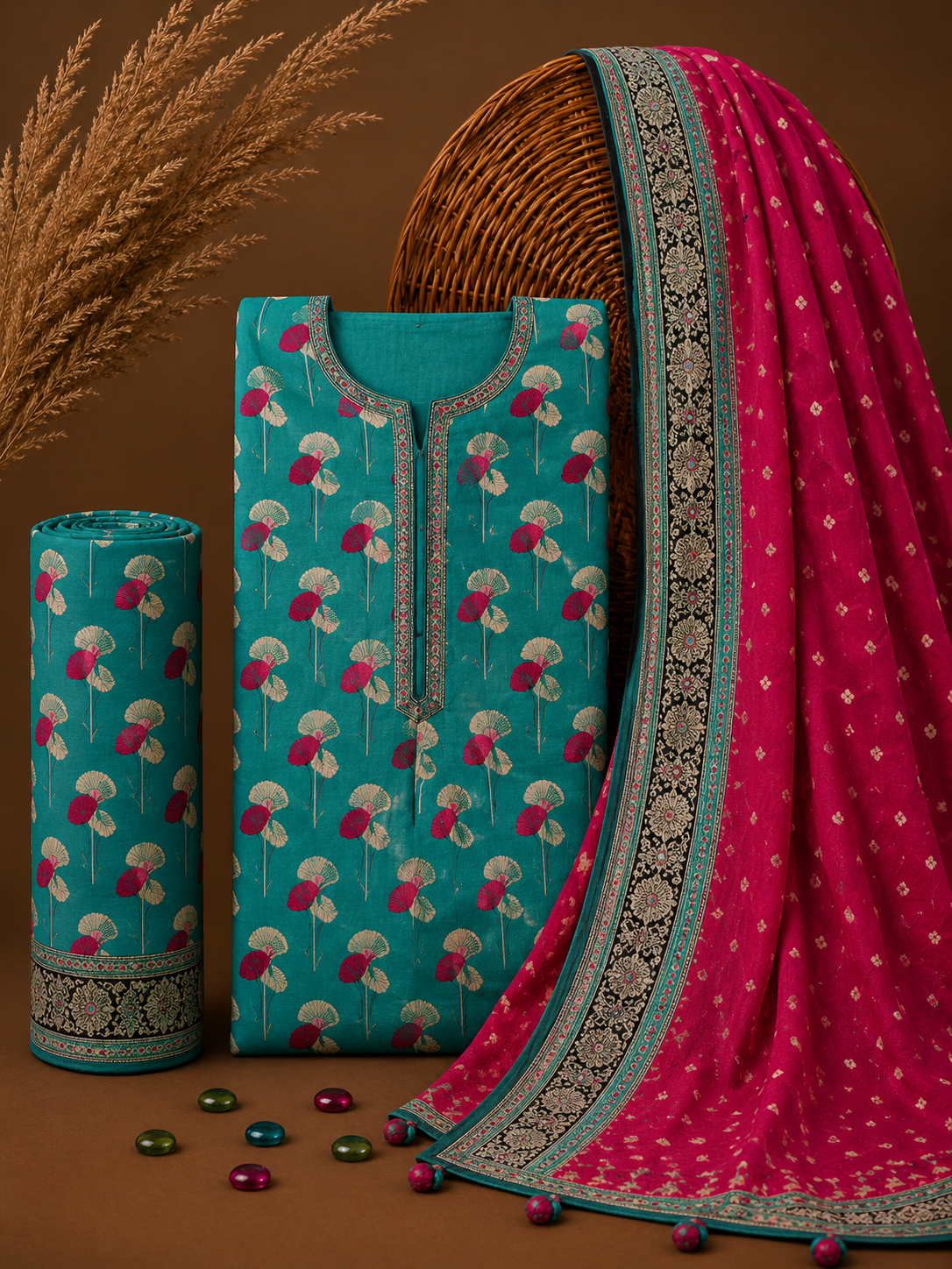 Signature Premium Unstitched 3PC Noble Lawn Suit - T1608