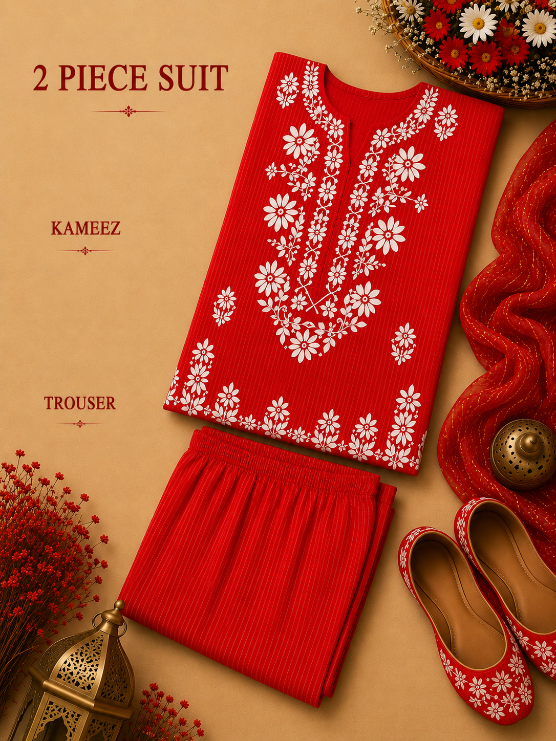 2 Pc Stitched Lawn Suit - PRET - D-05-MRN
