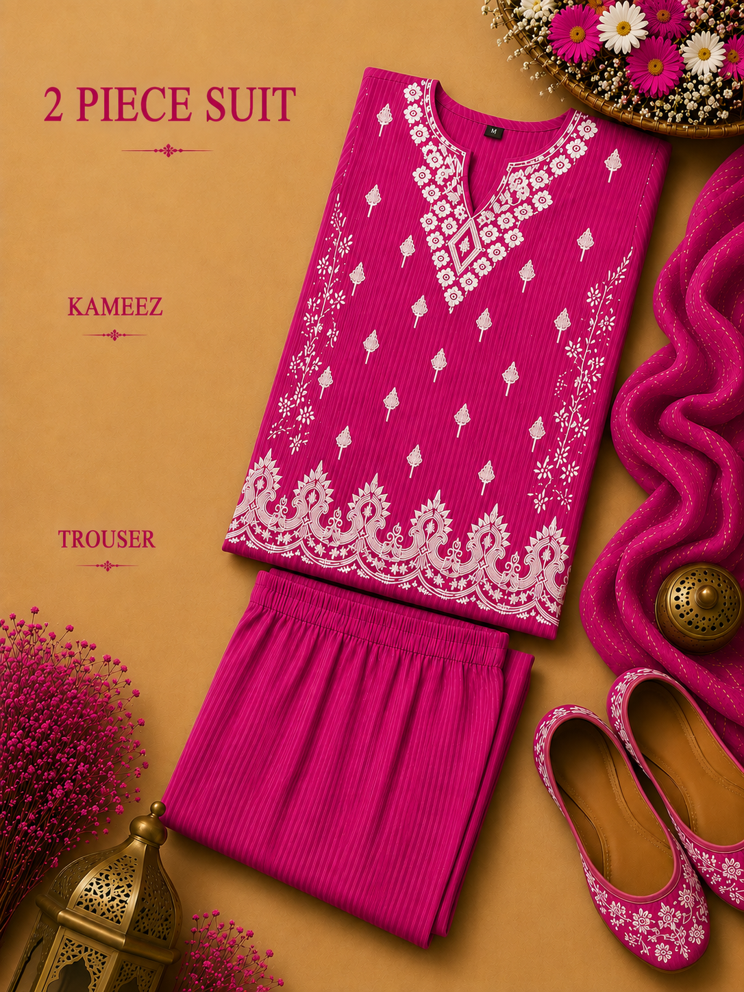 2 Pc Stitched Lawn Suit - PRET - D-06-PNK