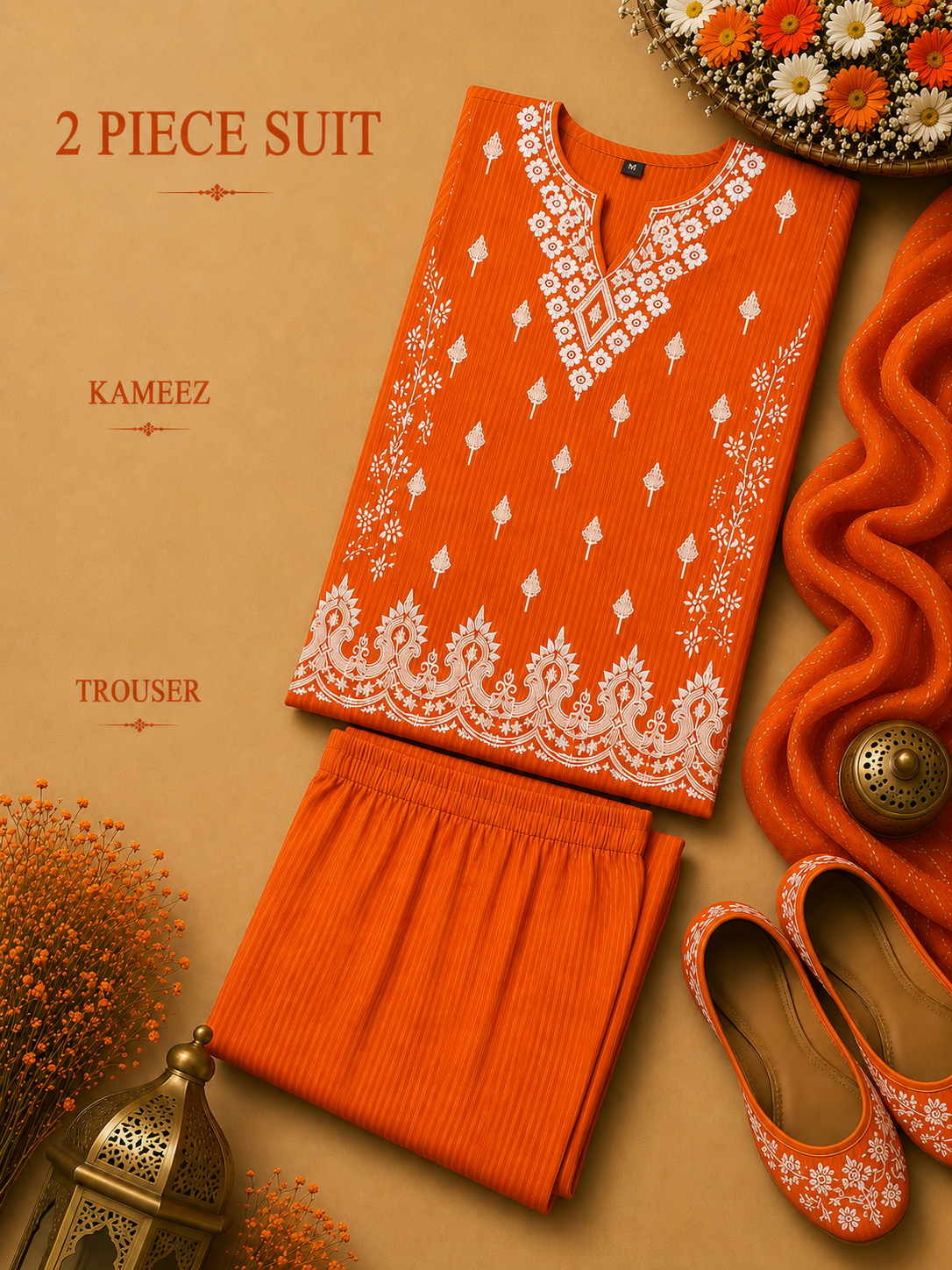 2 Pc Stitched Lawn Suit - PRET - D-06-ORG