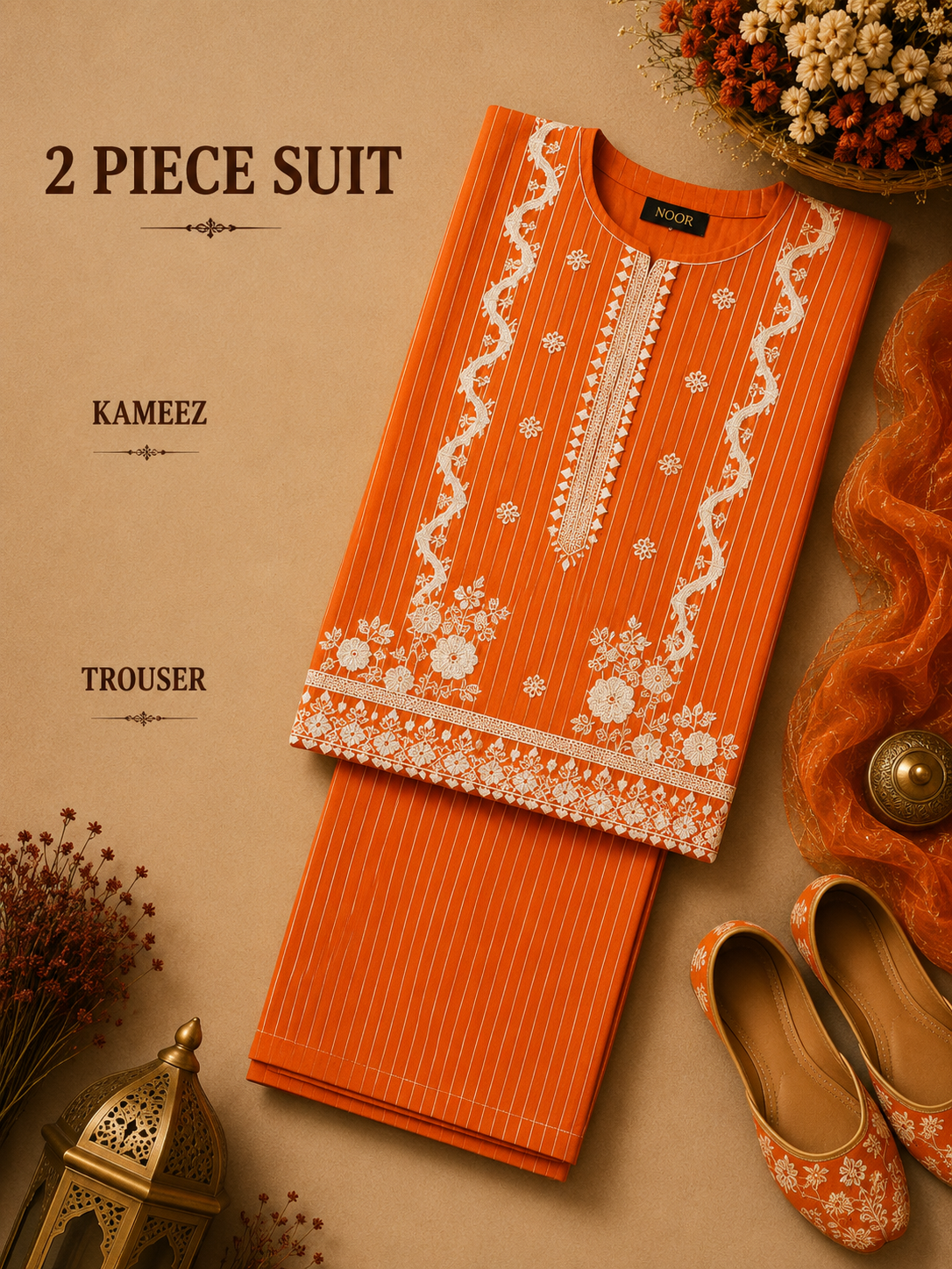 2 Pc Stitched Lawn Suit - PRET - D-03-ORG