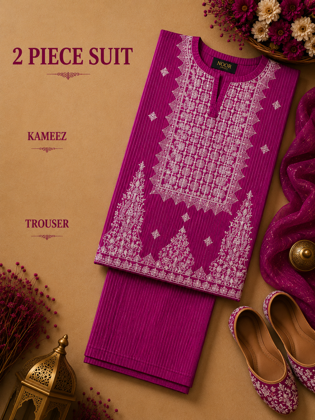 2 Pc Stitched Lawn Suit - PRET - D-02-PNK