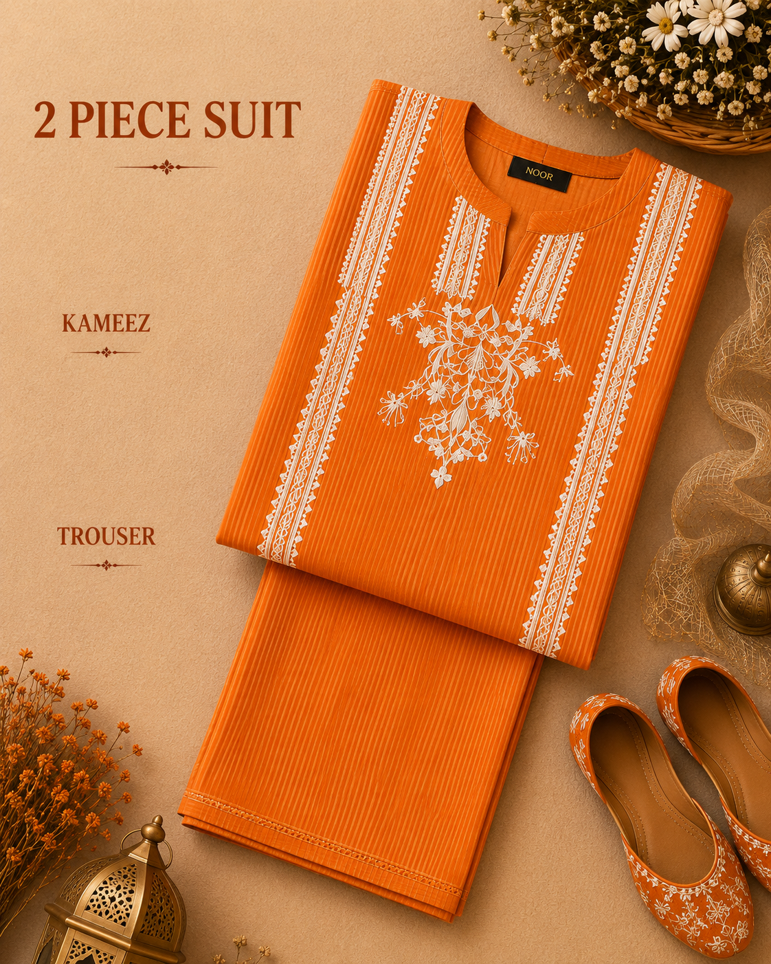 2 Pc Stitched Lawn Suit - PRET - D-01-ORG