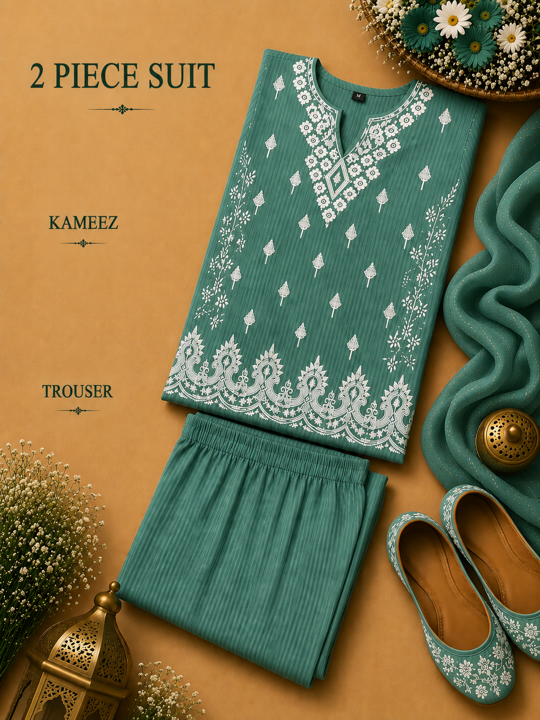 2 Pc Stitched Lawn Suit - PRET - D-06-GRN