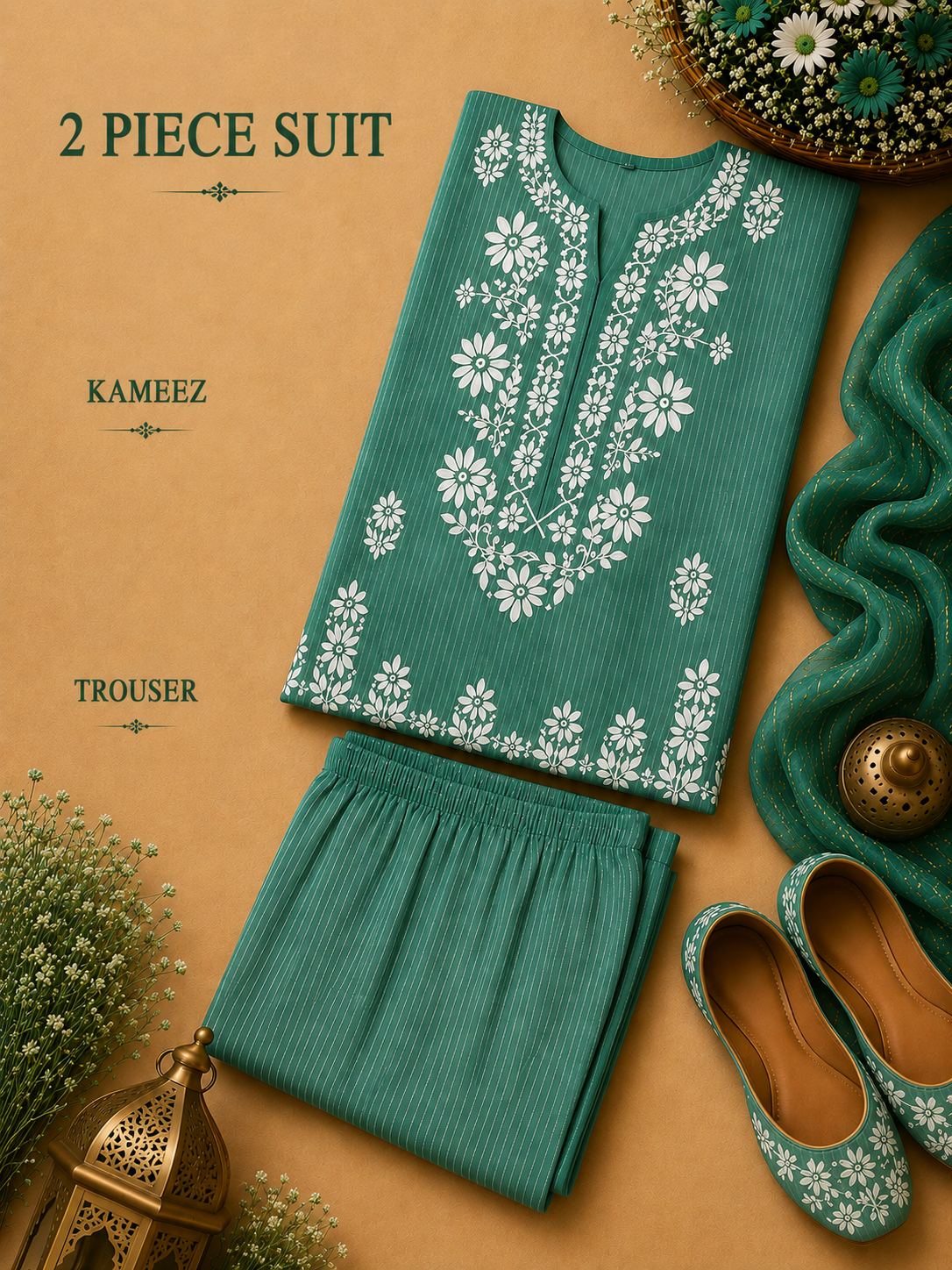 2 Pc Stitched Lawn Suit - PRET - D-05-GRN