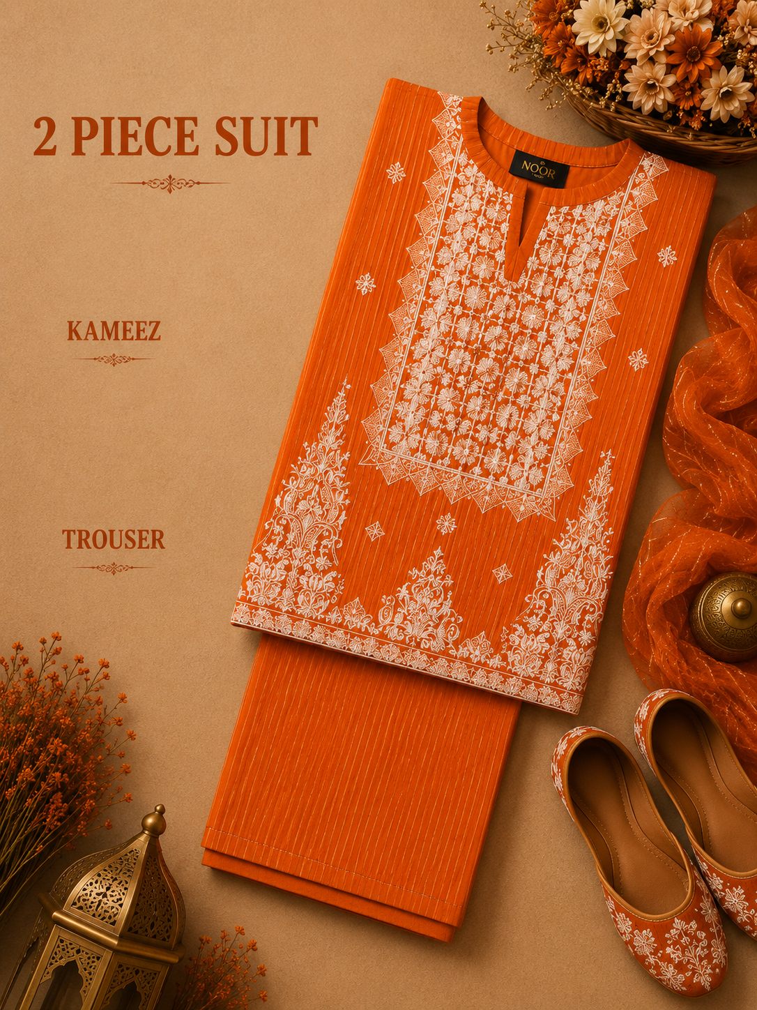 2 Pc Stitched Lawn Suit - PRET - D-02-ORG