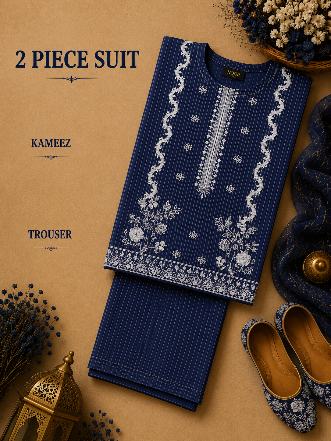 2 Pc Stitched Lawn Suit - PRET - D-03-BLU