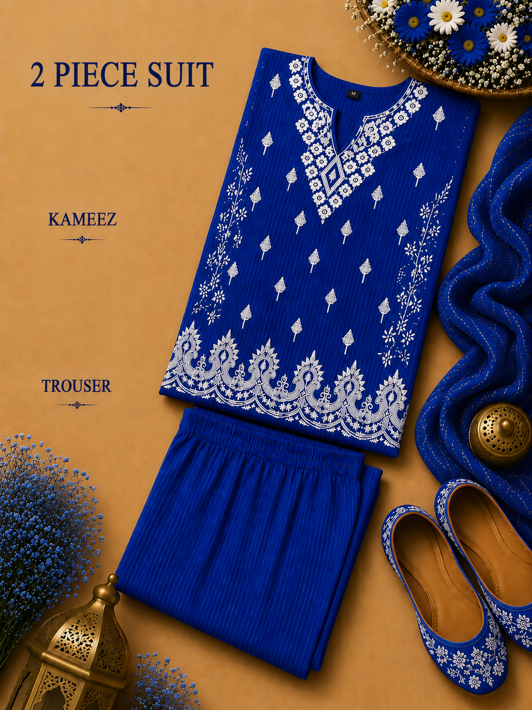 2 Pc Stitched Lawn Suit - PRET - D-06-BLU