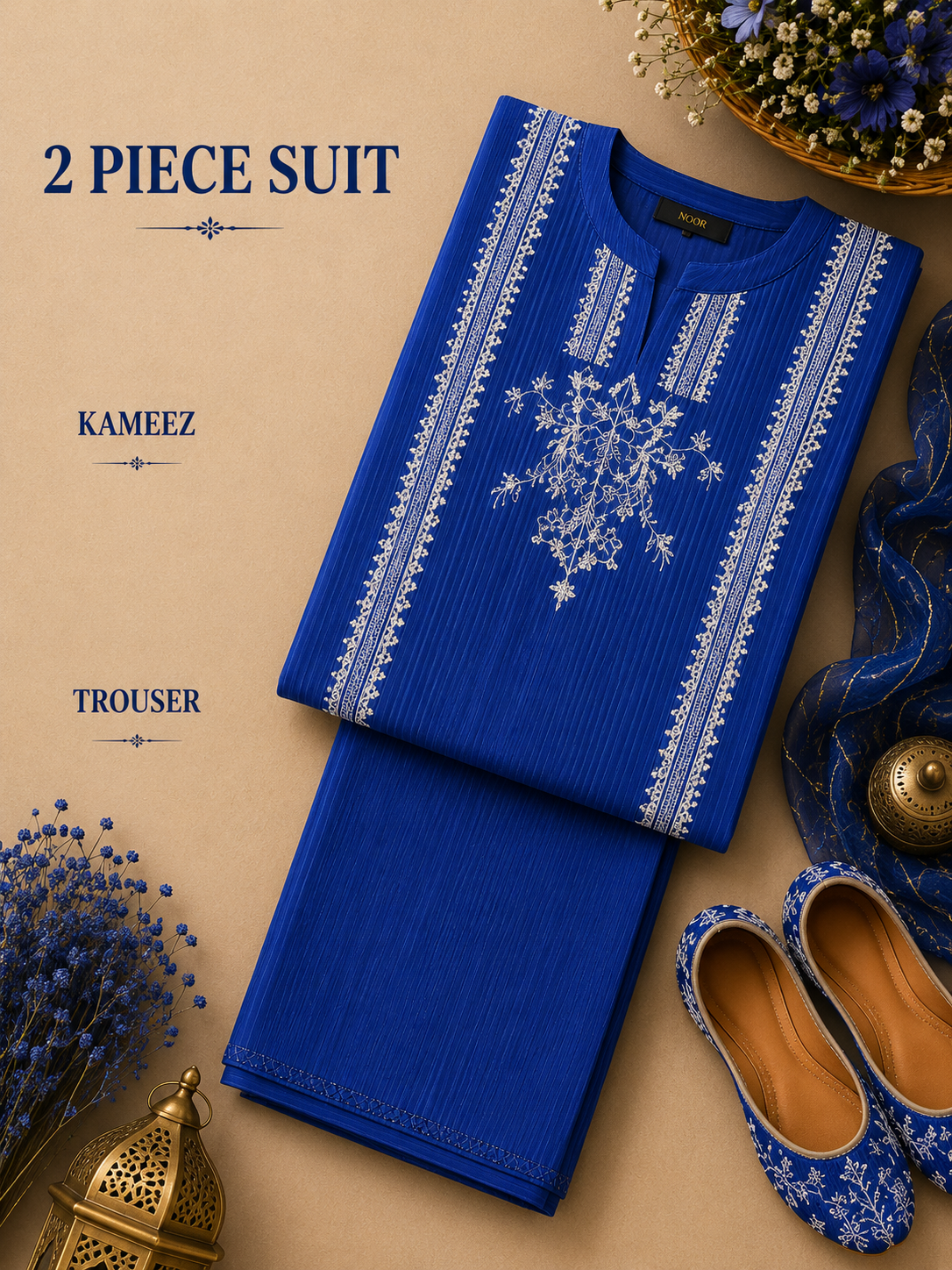 2 Pc Stitched Lawn Suit - PRET - D-01-BLU