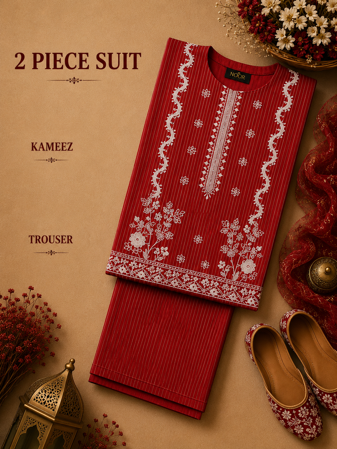 2 Pc Stitched Lawn Suit - PRET - D-03-MRN